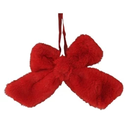 Karácsonyfadísz masni akasztós, textil, 18x23cm piros