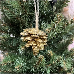Karácsonyfadísz toboz 1db glitteres arany kb. 6-8cm