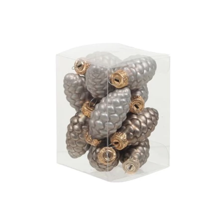 Karácsonyfadísz toboz üveg 6cm 12db/csomag eucalyptus matt