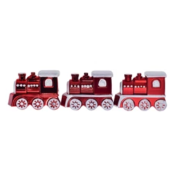 Karácsonyfadísz vonat, műanyag, 10cm, 3db/csomag piros