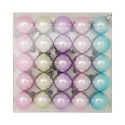 Karácsonyi akasztós dísz Gömb dobozban műanyag 4 cm pasztell 25 db, pasztell karácsony