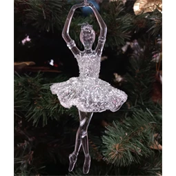 Karácsonyi dekoráció akasztós, balerina, poly, 8x6x17,5cm metál, színes 4féle 1db