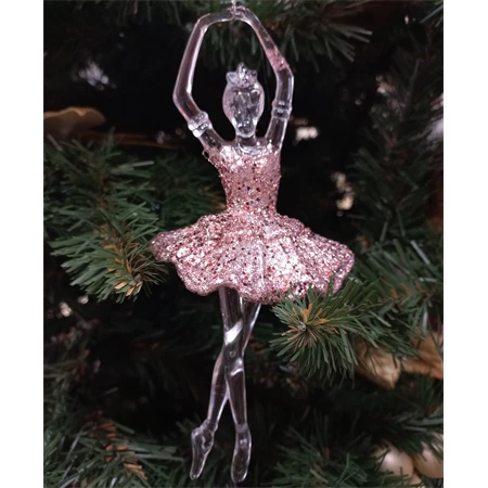 Karácsonyi dekoráció akasztós, balerina, poly, 8x6x17,5cm metál, színes 4féle 1db