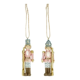 Karácsonyi dísz Diótörő puskával akasztós poly 3x2x9 cm kék, rózsaszín 2 féle, 1 db, pasztell karácsony