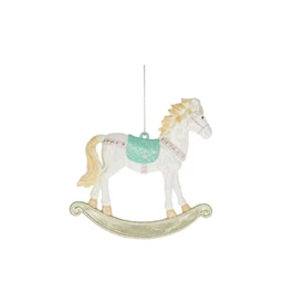 Karácsonyi dísz Hintaló akasztós, glitteres műanyag 10,9x1x10,4 cm pasztell karácsony