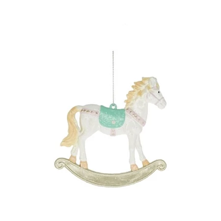 Karácsonyi dísz Hintaló akasztós, glitteres műanyag 10,9x1x10,4 cm pasztell karácsony