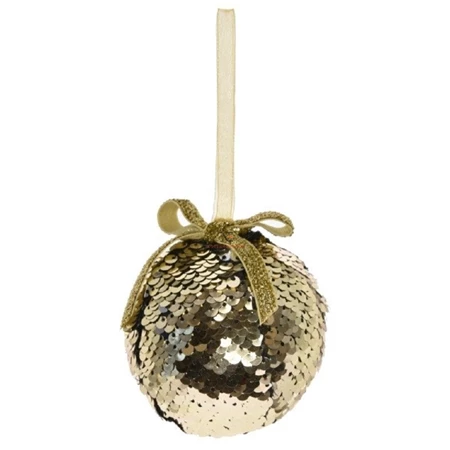Karácsonyi dísz gömb, flitteres, 8cm, ezüst-arany-pezsgő 1db