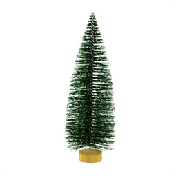 Karácsonyi fenyőfa, műanyag, 10cm, fa talpon