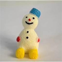 Karácsonyi figura hóember sárga csizmás, kék kalapos 3,7cm hópofi
