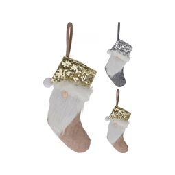 Karácsonyi filc zokni, 13x20cm glitteres 2 féle 1db