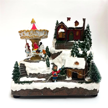 Karácsonyi város poly 20x2014cm színes