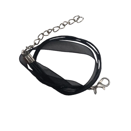 Karkötő alap, organza szalagos fekete 20cm 1db