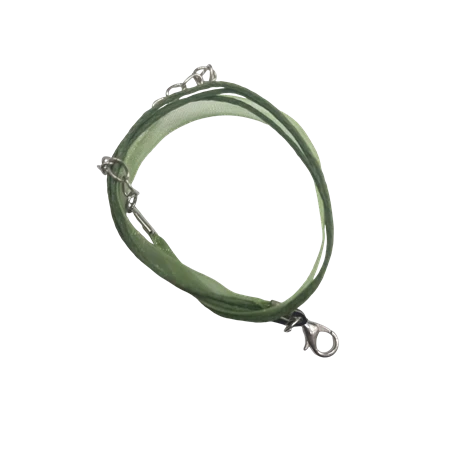 Karkötő alap, organza szalagos oliva zöld 20cm 1db