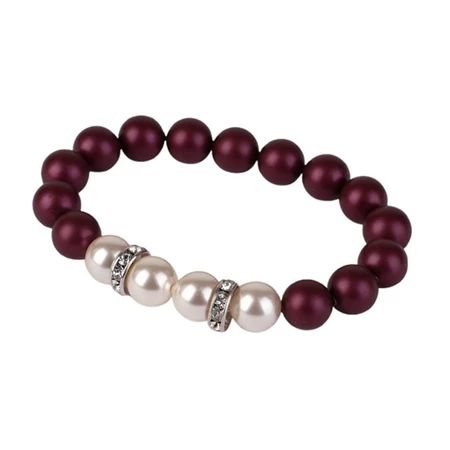 Karkötő, ametiszt lila-fehér SWAROVSKI gyöngyből, fehér rondella kristállyal, 10mm, ART CRYSTELLA M