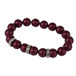 Karkötő, ametiszt lila SWAROVSKI gyöngyből, fehér rondella kristállyal, 10mm, ART CRYSTELLA M