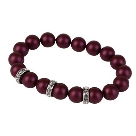 Karkötő, ametiszt lila SWAROVSKI gyöngyből, fehér rondella kristállyal, 10mm, ART CRYSTELLA M