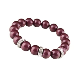 Karkötő, burgundi vörös SWAROVSKI gyöngyből, fehér rondella kristállyal, 10mm, ART CRYSTELLA M