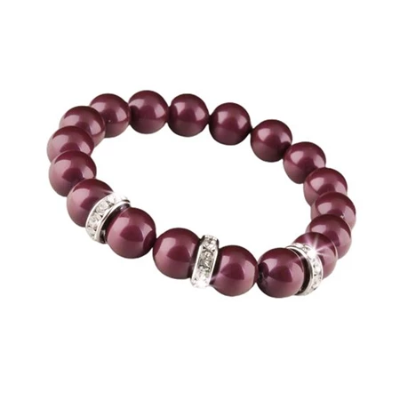 Karkötő, burgundi vörös SWAROVSKI gyöngyből, fehér rondella kristállyal, 10mm, ART CRYSTELLA M