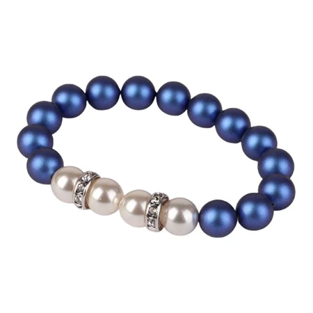 Karkötő, sötétkék-fehér SWAROVSKI gyöngyből, fehér rondella kristállyal, 10mm, ART CRYSTELLA M