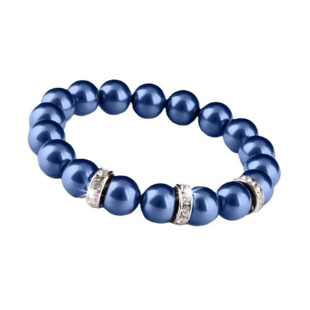 Karkötő, sötétkék SWAROVSKI gyöngyből, fehér rondella kristállyal, 10mm, ART CRYSTELLA M