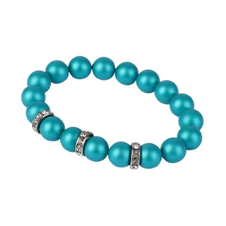Karkötő, türkiz SWAROVSKI gyöngyből, fehér rondella kristállyal, 10mm, ART CRYSTELLA M