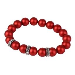 Karkötő, tűzpiros SWAROVSKI gyöngyből, fehér rondella kristállyal, 10mm, ART CRYSTELLA M