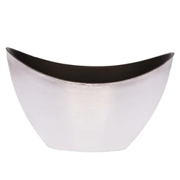 Kaspó Csónak alakú S műanyag, 20x9x11,5 cm, fényes ezüst