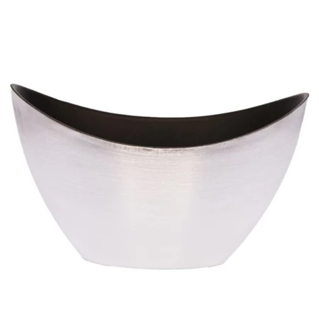 Kaspó Csónak alakú S műanyag, 20x9x11,5 cm, fényes ezüst