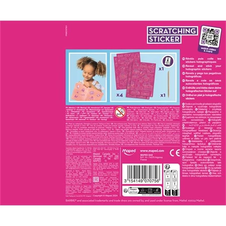 Képkarcoló matricás készlet, MAPED CREATIV Barbie Scratching