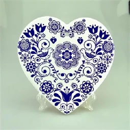 Kerámia edényalátét 20x20cm, szív alakú kék
