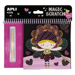 Készségfejlesztő APLI varázsfüzet, Magic Scratch Fairies, tündér mintákkal