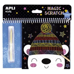 Készségfejlesztő APLI varázsfüzet, Magic Scratch Winter, téli mintákkal