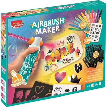 Készségfejlesztő Kreatív festékszóró készlet, MAPED CREATIV Airbrush Maker