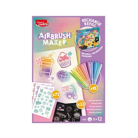 Készségfejlesztő Kreatív festékszóró utántöltő, MAPED CREATIV Airbrush Maker, pasztel színek