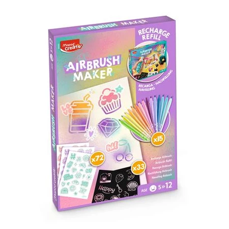 Készségfejlesztő Kreatív festékszóró utántöltő, MAPED CREATIV Airbrush Maker, pasztel színek