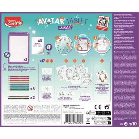 Készségfejlesztő MAPED CREATIV Avatar Tablet Manga rajzkészlet, Hogy néznél ki képregényhősként rajzold le.