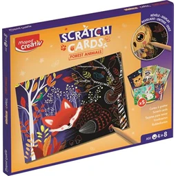 Készségfejlesztő MAPED Képkarcoló készlet, erdei állatok, MAPED CREATIV Scratch Cards