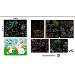 Készségfejlesztő MAPED Képkarcoló készlet, erdei állatok, MAPED CREATIV Scratch Cards