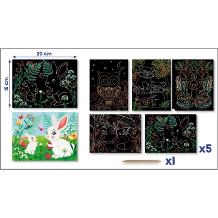 Készségfejlesztő MAPED Képkarcoló készlet, erdei állatok, MAPED CREATIV Scratch Cards