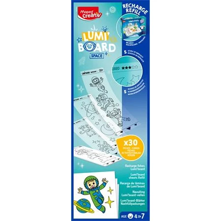 Készségfejlesztő MAPED Kreatív rajzkészlet, kiegészítő sablon, MAPED CREATIV Lumi Board, űrtematika