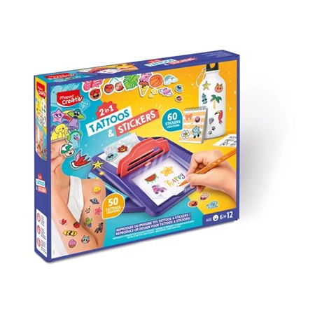 Készségfejlesztő MAPED Tetoválás- és matricakészítő készlet  2 az 1-ben, MAPED CREATIV Tattoos & Stickers