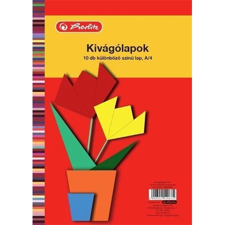 Kivágó papír HERLITZ A/4 80g 10 lap/csomag mindkét oldalán szines, intenzív színek