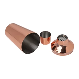 Koktél shaker, rozsdamentesacél, réz bevonattal, 500ml, rose gold színben fénylik