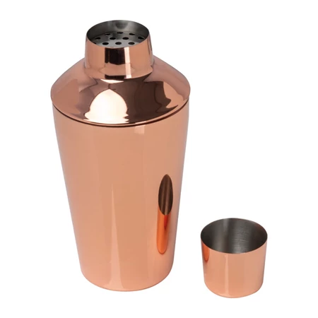 Koktél shaker, rozsdamentesacél, réz bevonattal, 500ml, rose gold színben fénylik