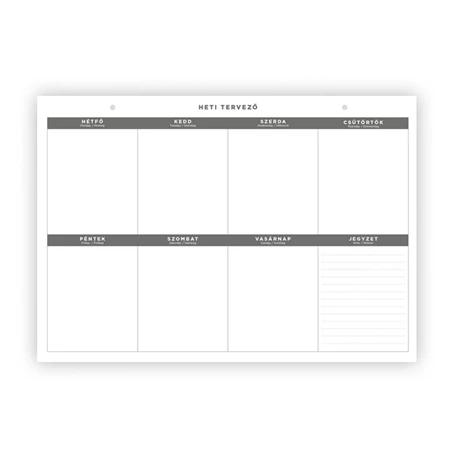 Könyöklő/fali naptár Bianco TOPTIMER 440 × 340 mm fekvő, 26 fehér lap/tömb T111