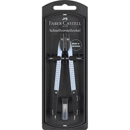 Körző készlet Faber-Castell precíziós gyorsállítás, Grip égkék, Quick-set, két lába állítható
