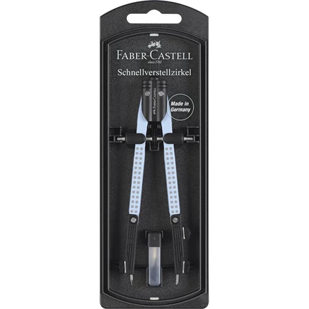 Körző készlet Faber-Castell precíziós gyorsállítás, Grip égkék, Quick-set, két lába állítható