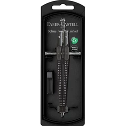 Körző készlet FaberCastell precíziós gyors, Grip fekete, tű és a grafithegy rögzítése, diákoknak és főiskolába, Quick-se