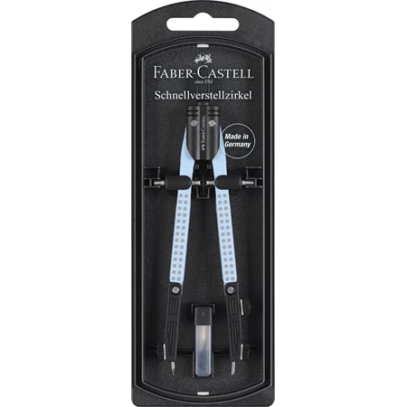 Körző készlet Faber-Castell precíziós gyorsállítás, Grip égkék, Quick-set, két lába állítható
