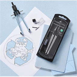 Körző készlet Faber-Castell precíziós gyorsállítás, Grip égkék, Quick-set, két lába állítható